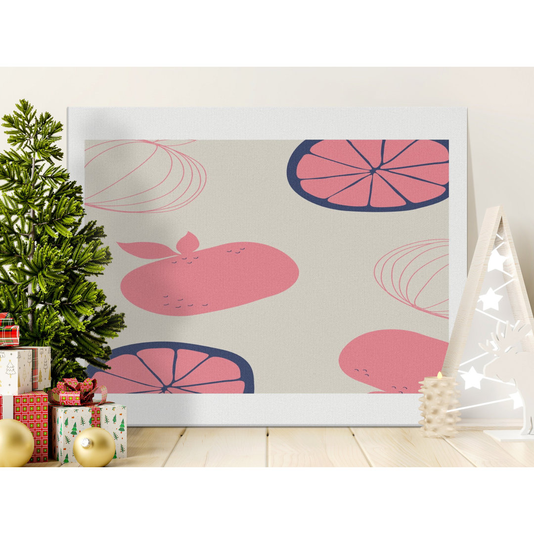 Pink Citrus Fruit Modern Canvas Print