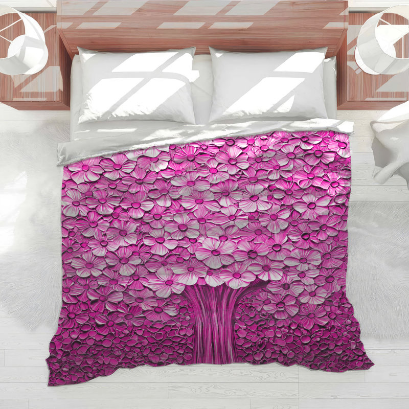 Pink Floral Tree Comforter, Twin Extra Long