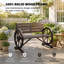 Banc de jardin extérieur en bois massif de 104 cm (41 pouces), style roue de chariot, avec dossier, supportant jusqu'à 250 kg (550 livres), en sapin massif, fini brun carbonisé.