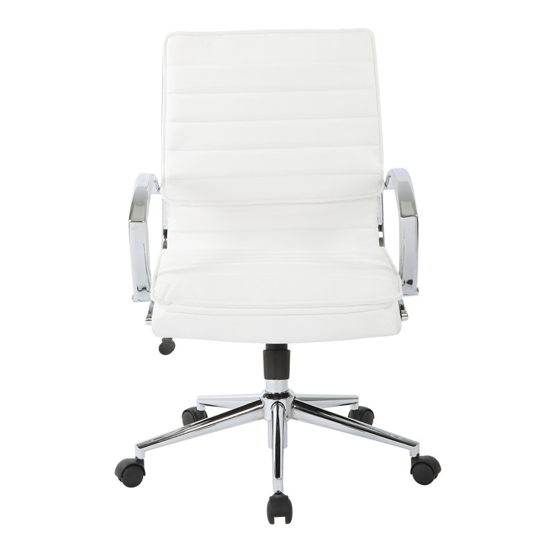 Mid Back Manager's Faux Leather Chair, White Faux Leather