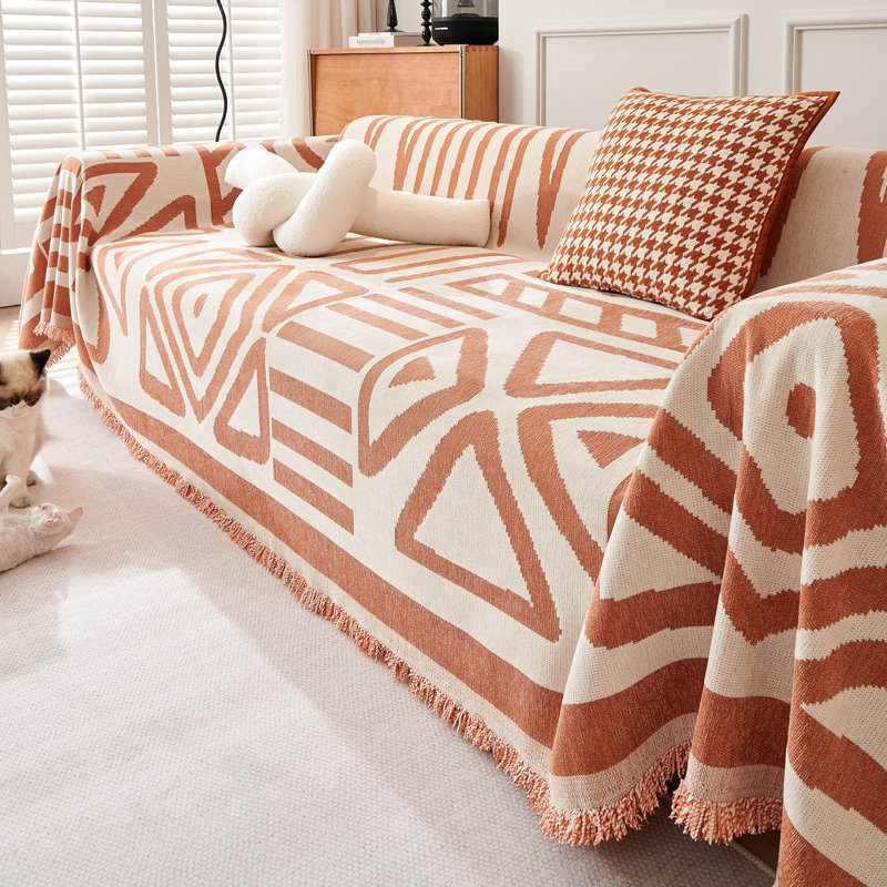 Housse pour canapé modulaire Boho Chenille, Orange, H 91 po x l 118 po x P 0,2 po