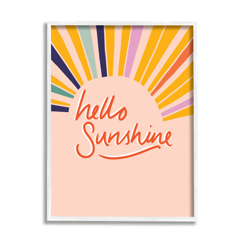 Hello Sunshine - art textuel sur toile, Giclée encadrée blanc bord de mer, H 20 po x l 16 po