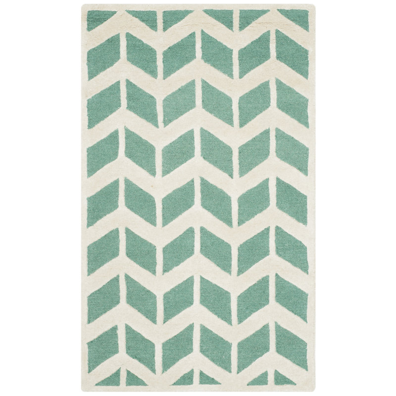 Deedgra Hand Tufted Wool Chevron Rug, Rectangle 2' x 3'