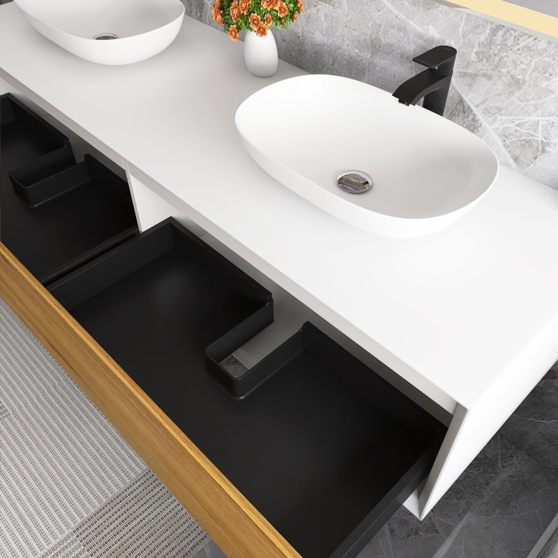Ensemble de meuble-lavabo double 72 po avec plateau Quane