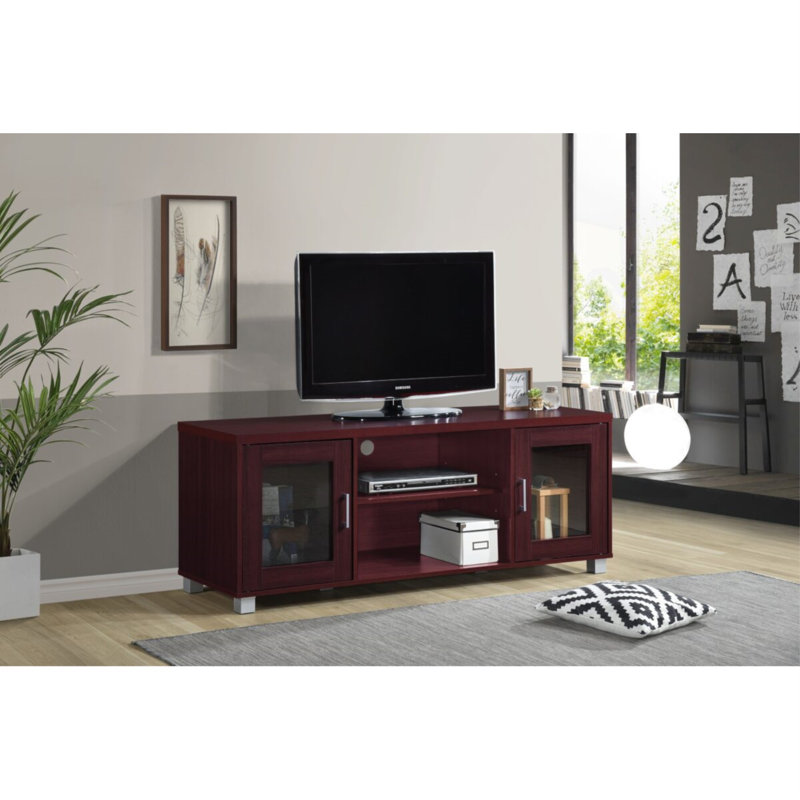 Aimiejit Unfinished TV Stand for TVs up to 60", Mahogany