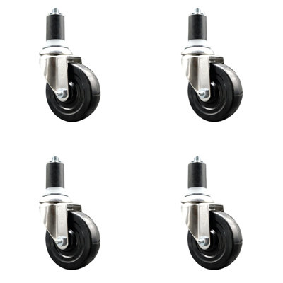 316SS Soft Rubber Wheel Swivel Expanding Stem Caster Set SCC