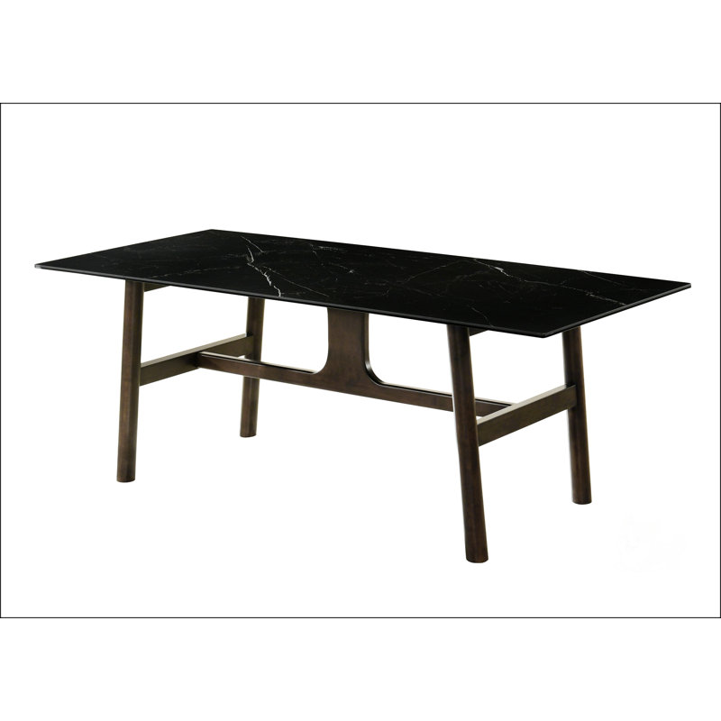 Table de salle à manger en céramique et finition noyer