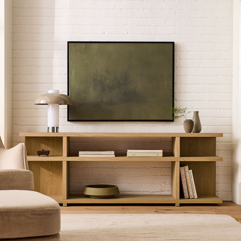 Modern simple console table, 25.6" H x 71.7" W x 13.4" D, Burlywood