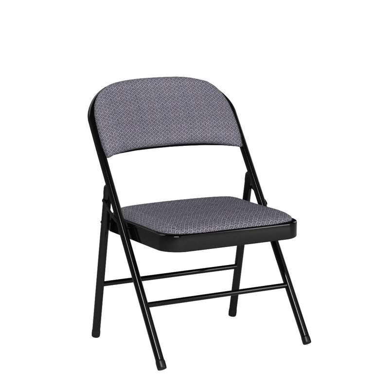 Black Ergonomic Fabric Padded Folding Chair Set
