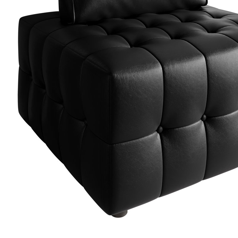 Ensemble de chaises modulaires en similicuir 3 pièces, Noir