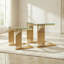 Ensemble de 2 tables basses dorées, plateau en verre trempé avec structure en acier inoxydable 201, table basse moderne pour le salon et la chambre à coucher