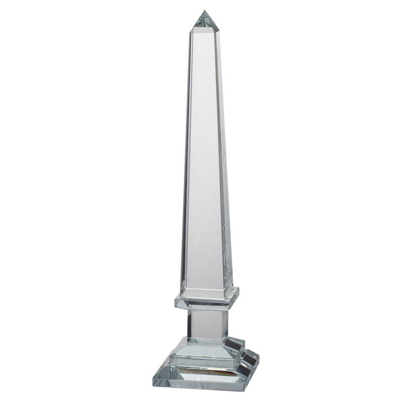 Charmine Glass Obelisk Sculpture, Clear, 20" H x 4" W x 4" D