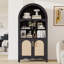 Armoire pour garde-manger arquée 63 "avec tablettes réglables en rotin et portes 63"-1744157022