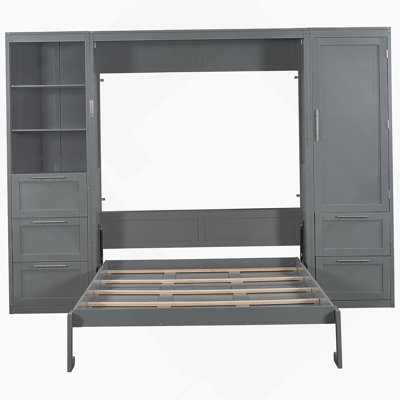 Lit escamotable Murphy avec placard, tiroirs et tablettes