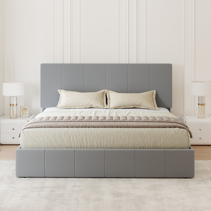 Lit plateforme entièrement rembourré, lit en velours moderne avec tête de lit capitonnée, conception sans poussière, grand / double / très grand