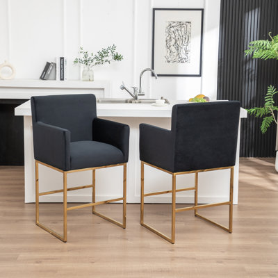 Upholstered Counter Stool With Metal Frame