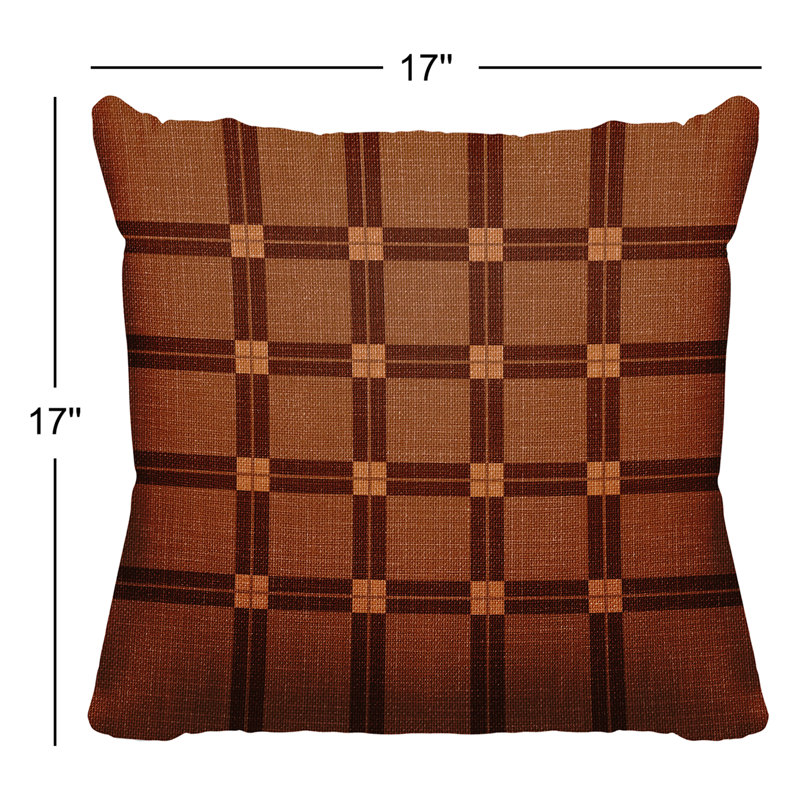 Plaid Outdoor Reversible Throw Pillow, 19" W x 19" H, Burnt Orange