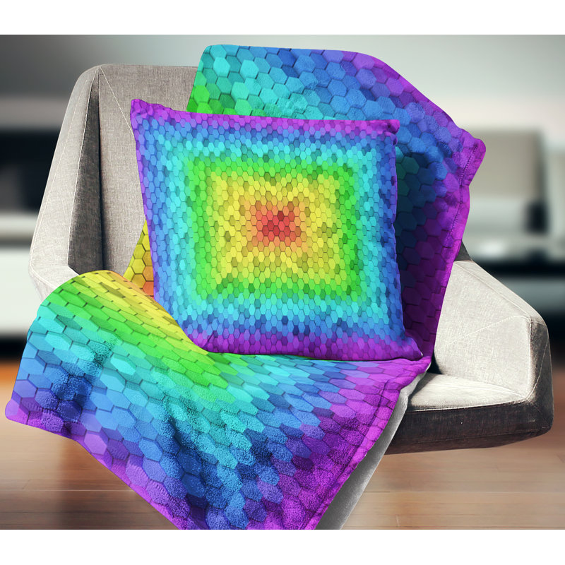Colonnes hexagonales aléatoires - Coussin imprimé abstrait, 18 po x 18 po, Coussin décoratif