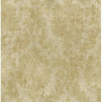 Papier peint à motif damas kaki et fougère clair Seabrook Design