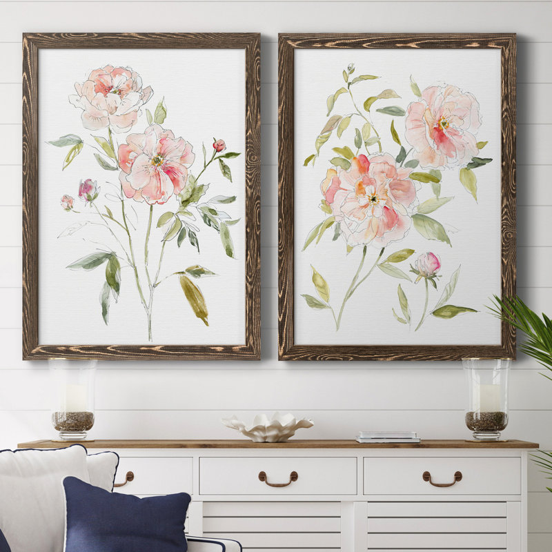 Carnet de croquis «Cottage Rose I», ensemble de 2 reproductions d'art, H 31,5 po x l 47 po x P 1,5 po, Pas de tapis