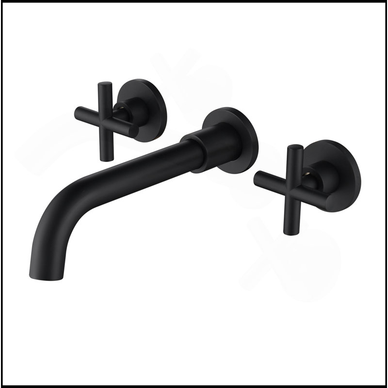 Robinet de lavabo de salle de bain mural, Noir mat