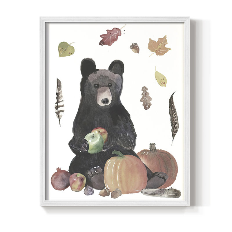 «CuteAutumnForestI», reproduction encadrée - bois massif, H 11 po x l 9 po, Blanc