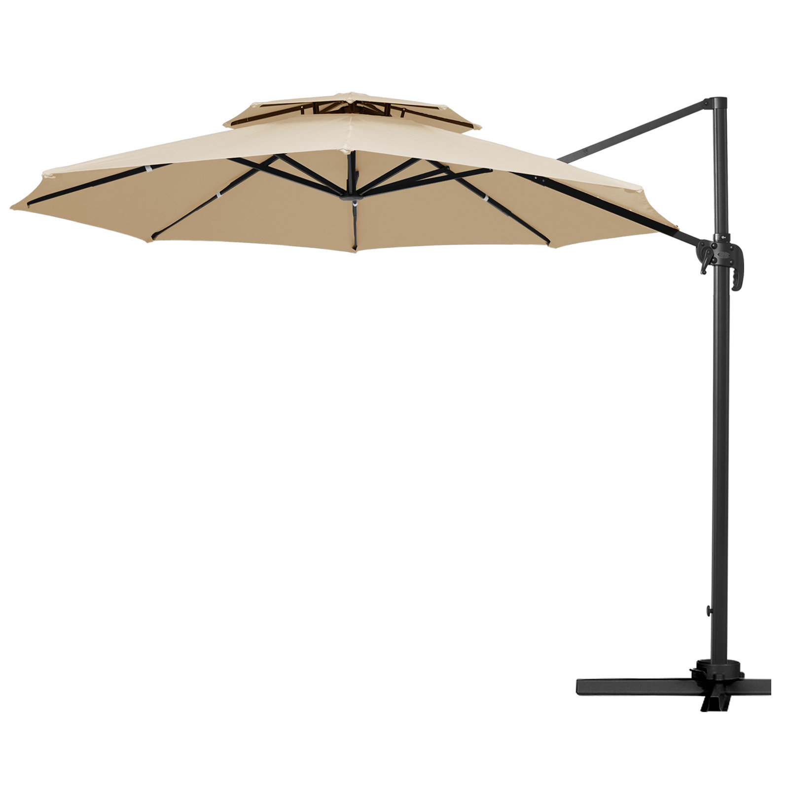 2.2 M Outdoor Fishing Parasol Umbrella With Side Panel - Dark Green