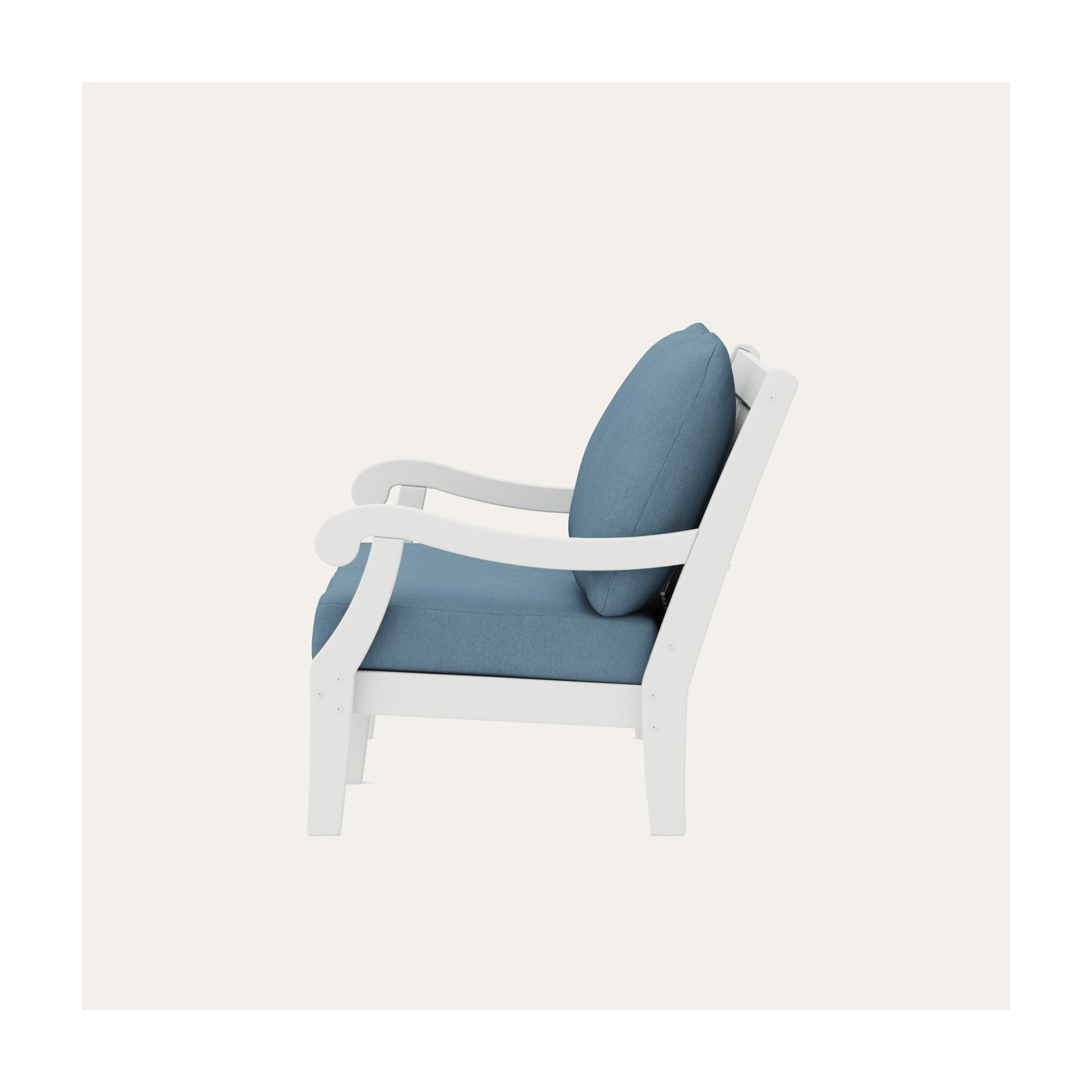 POLYWOOD x Birch Lane Verlyn Deep Seating Loveseat, Sky Blue Cushion/White Frame