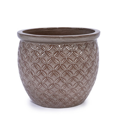 Red Ceramic Planter Of 3 For Indoor Outdoor Use, Modern Planters With Glossy Finish And Drainage Hole, 15.11 Inches Wide, Deep, 12.94 High, 48.04 Pounds Flowerpot Spaces, Contemporary Built-In Plant