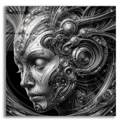 Techno Face 1' by KIR.DART Acrylic Glass Wall Art