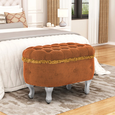 29.5'' Storage Benches, End of Bed Bench with Button-Tufted, Fabric Upholstered Storage Ottoman, Window Bench with Fringe, Shoe Cabinet Bench, Footboard Bench