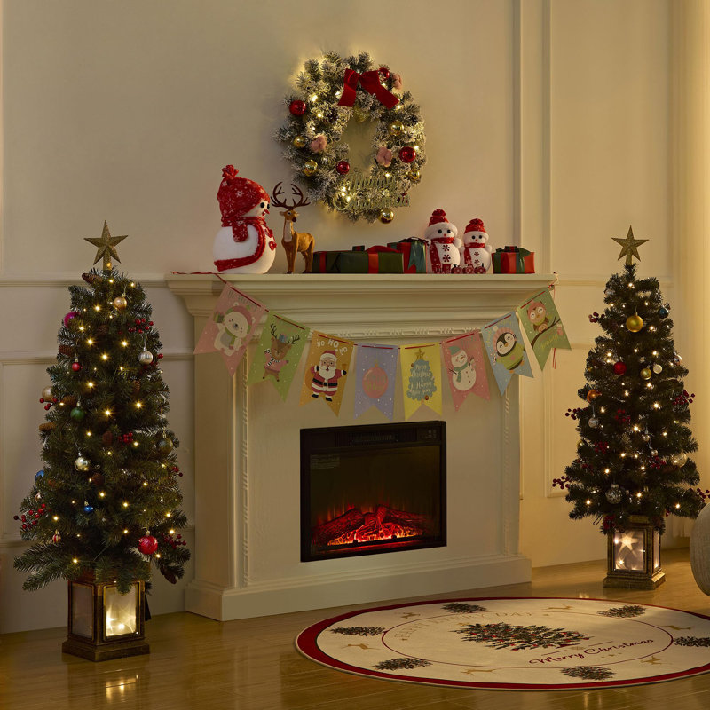 Arbre de Noël artificiel 4 pi avec base creuse, mini sapin de Noël pré-éclairé avec 8 modes de lumières DEL pour la décoration de Noël