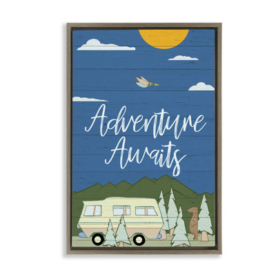 «Adventure Awaits Landscape», toile flottante encadrée par Hugo Edwins