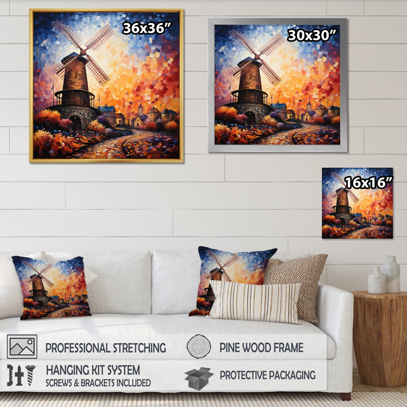 Mill Wind Serenade in Motion - impression, H 36 po x l 36 po, Cadre flottant doré