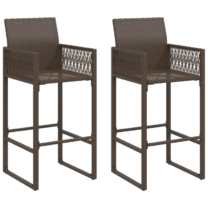  Tabouret de jardin en rotin PE brun, acier thermolaqué standard