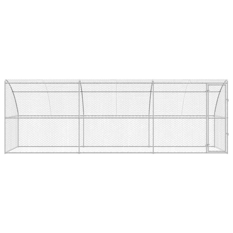 Dog Kennel With Storage Silver Galvanised Steel Pet Enclosure Housing