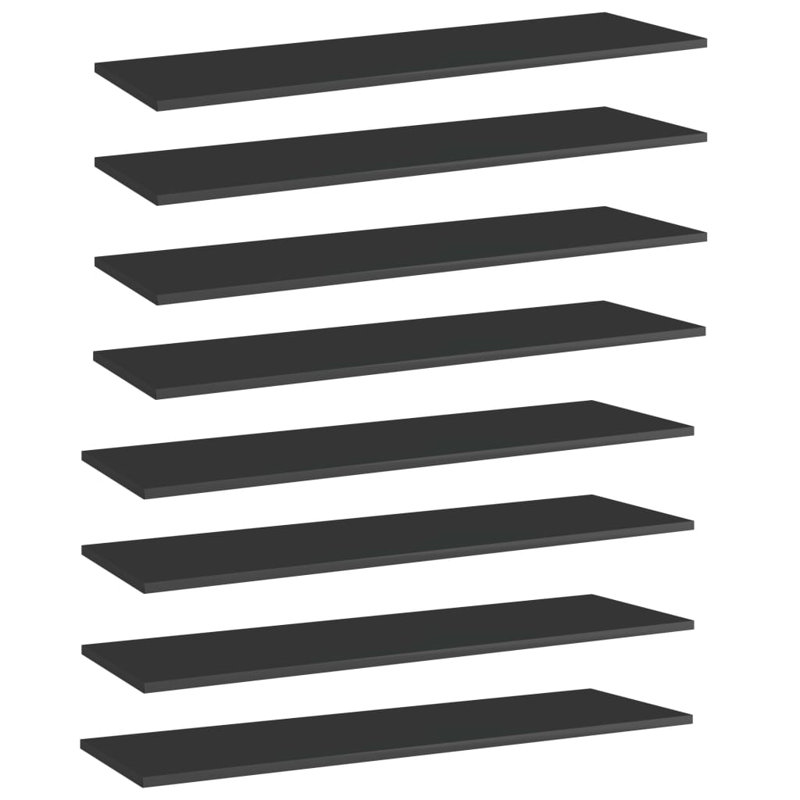 Tablettes pour bibliothèque 8 pièces en bois d'ingénierie, Noir très lustré