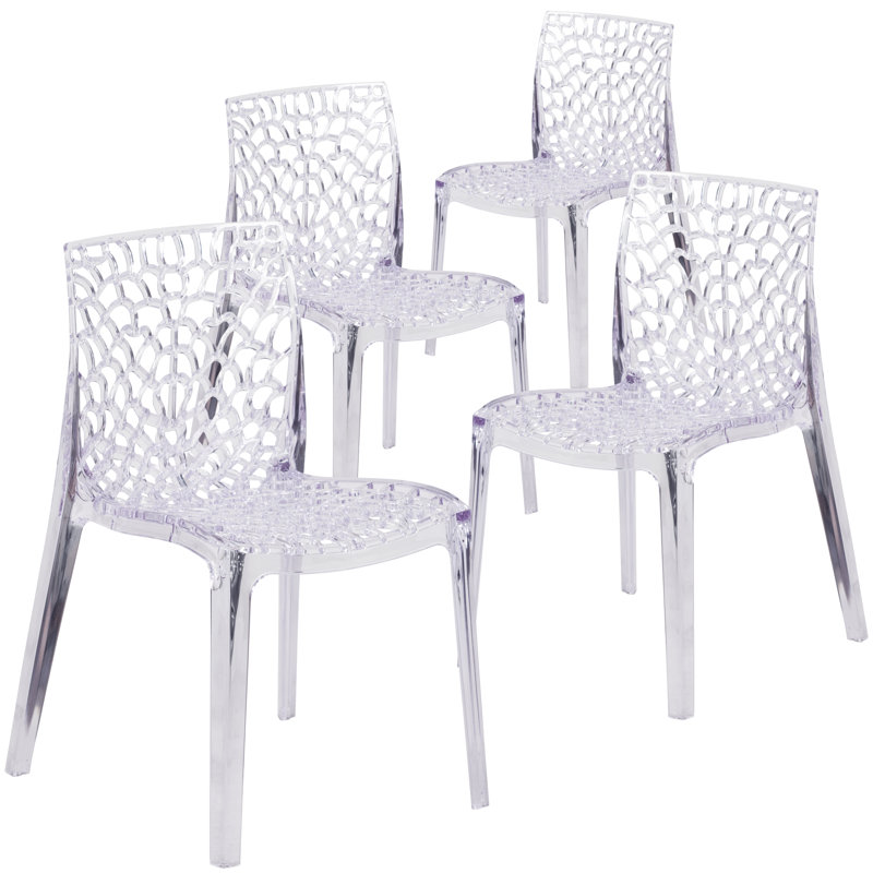 Amelia Transparent Artistic Pattern Stacking Side Chair Set