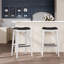 Tabouret 30 ", finition blanche, siège en cuir noir