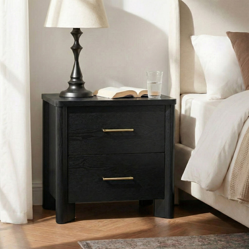 Table de chevet 2 tiroirs avec ports USB Heroux, Noir