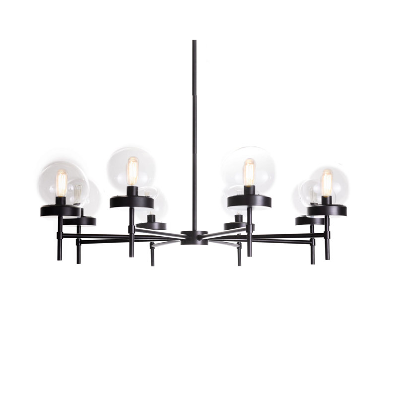 Lustre 8 lumières Yonit, Noir, Transparent