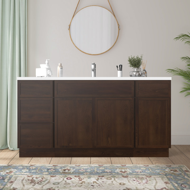 Base de meuble-lavabo simple 60 po seulement, Brun