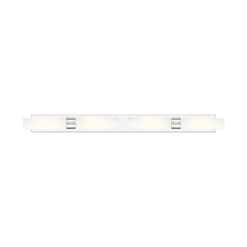 Éclairage pour meuble-lavabo 4 lumières 51 po Ballston - Maliyah - Finition laiton brossé - Abat-jour blanc rayé, Blanc rayé