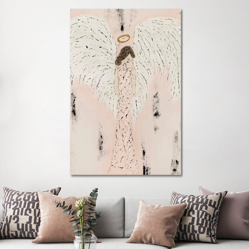 «Pink Farmhouse Angel» par Ashley Bradley - impression, H 60 po x l 40po x P 1,5 po