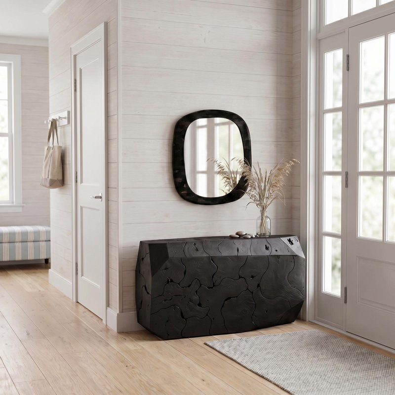 Miroir Morphic Petrified, arrondi, cadre noir