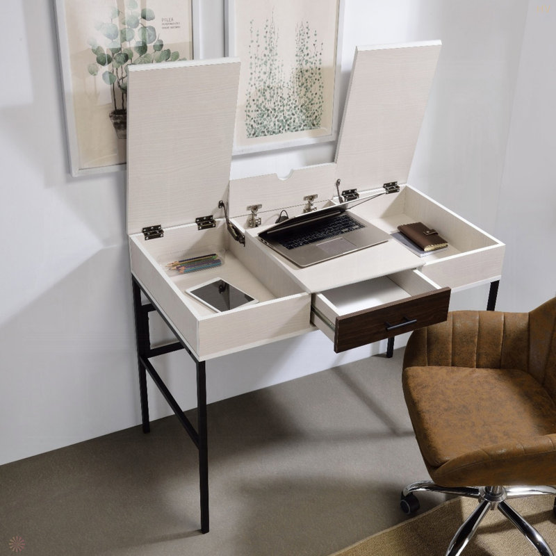 Bureau d'écriture noir avec port USB, Naturel