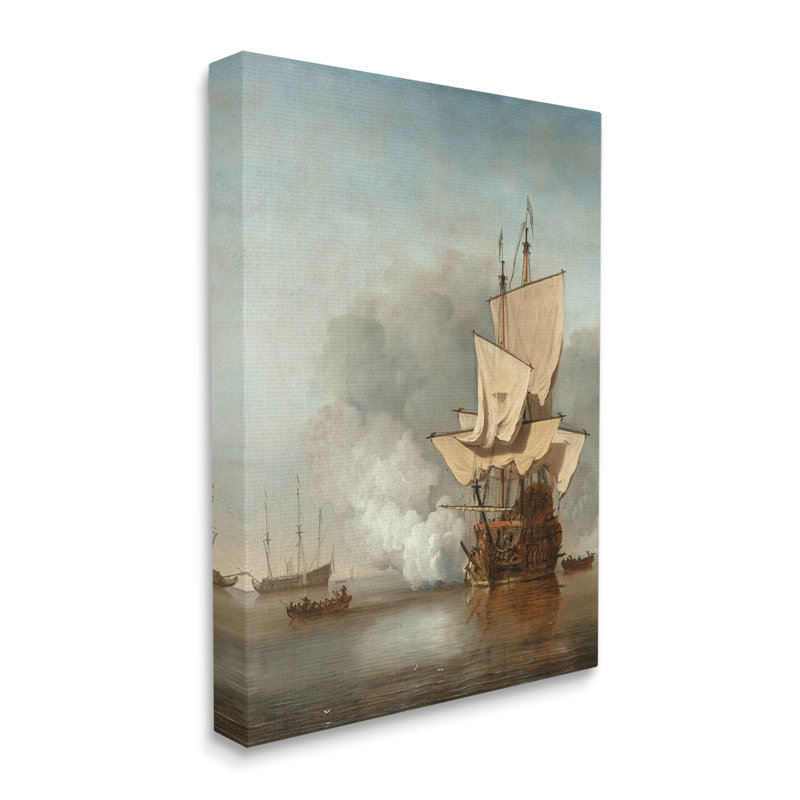 La peinture classique «Le canon» par van van de velde par One1000paintings, H 20 po x l 16 po x P 1,5 po, Toile tendue