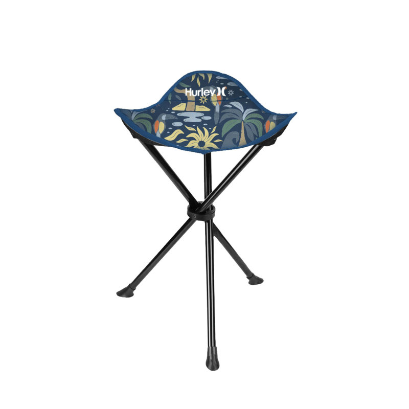 Tabouret pliable Hurley, Motif floral bleu