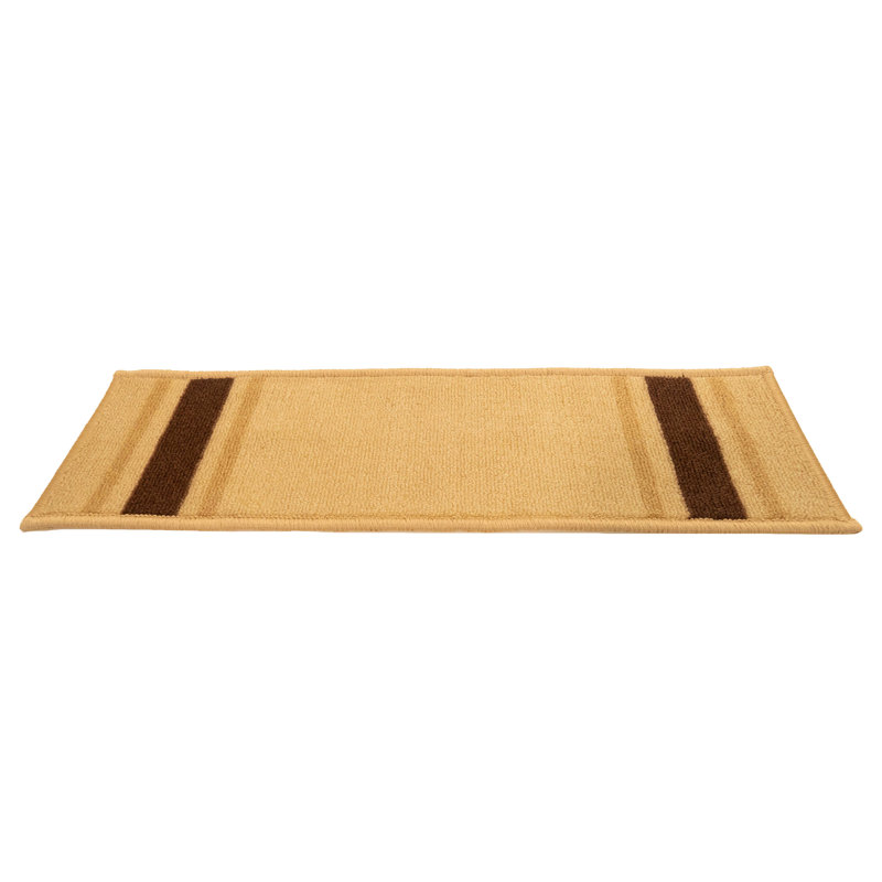 Tapis d'escalier à bordure sur mesure à rayures sur mesure, Beige, Rectangle 2 pi 8 po x 8,5 po