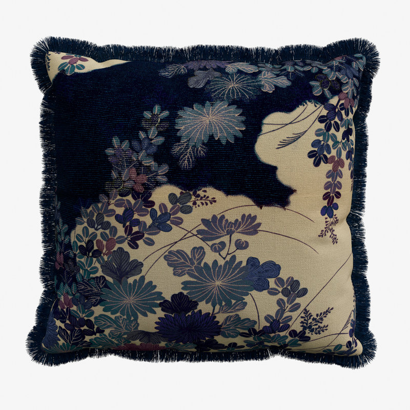 Fusuma Fir Floral Blue Square Boudoir / Breakfast Cushion